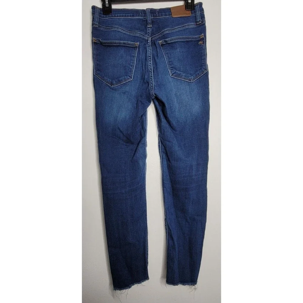 Madewell 9" Mid‎ Rise Skinny Jeans Women 28 Cutoff Blue Faded Distressed - Picture 6 of 9